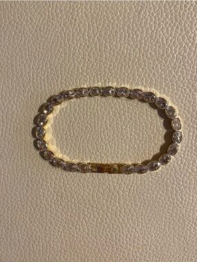 8CT Bezel Set Oval Cut Lab Created Diamond Tennis Bracelet 14K Gold Plated